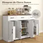 Aparador de Cocina Rústico 4 Estantes de Puerta Estantes Ajustables 3 Cajones 120x38x87 cm Blanco y Nogal Aparador de Cocina Rústico 4 Estantes de Puerta Estantes Ajustables 3 Cajones 120x38x87 cm Blanco y Nogal