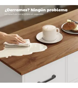 Aparador de Cocina Rústico 4 Estantes de Puerta Estantes Ajustables 3 Cajones 120x38x87 cm Blanco y Nogal