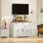 Aparador de Cocina Rústico 4 Estantes de Puerta Estantes Ajustables 3 Cajones 120x38x87 cm Blanco y Nogal Aparador de Cocina Rústico 4 Estantes de Puerta Estantes Ajustables 3 Cajones 120x38x87 cm Blanco y Nogal