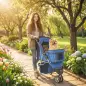 Carrito para Perros Pequeños con Cesta de Almacenaje Ventanas de Malla y Cinturón de Seguridad 77x44x102 cm Azul Carrito para Perros Pequeños con Cesta de Almacenaje Ventanas de Malla y Cinturón de Seguridad 77x44x102 cm Azul
