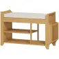 Banco Zapatero con Asiento Acolchado Almacenamiento Lateral Estante para Botas Marco de Bambú 80x30x50 cm Natural