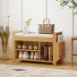Banco Zapatero con Asiento Acolchado Almacenamiento Lateral Estante para Botas Marco de Bambú 80x30x50 cm Natural