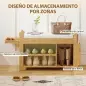 Banco Zapatero con Asiento Acolchado Almacenamiento Lateral Estante para Botas Marco de Bambú 80x30x50 cm Natural