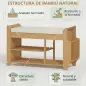 Banco Zapatero con Asiento Acolchado Almacenamiento Lateral Estante para Botas Marco de Bambú 80x30x50 cm Natural