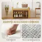 Banco Zapatero con Asiento Acolchado Almacenamiento Lateral Estante para Botas Marco de Bambú 80x30x50 cm Natural
