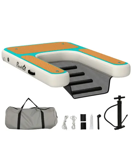 Rampa de Agua Hinchable para Perros para Piscina Barcos Lagos 151x102 cm con Superficie Antideslizante de EVA