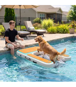 Rampa de Agua Hinchable para Perros para Piscina Barcos Lagos 151x102 cm con Superficie Antideslizante de EVA