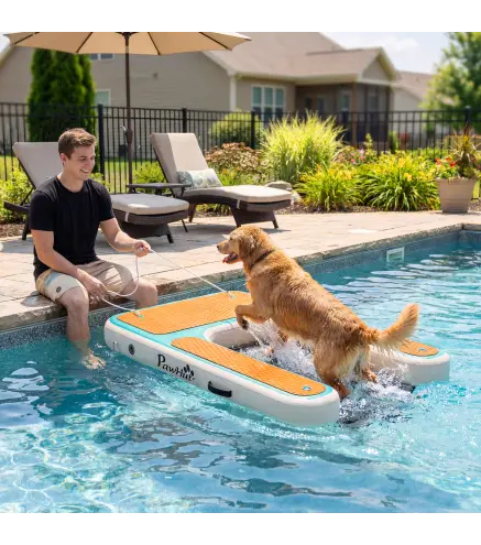 Rampa de Agua Hinchable para Perros para Piscina Barcos Lagos 151x102 cm con Superficie Antideslizante de EVA
