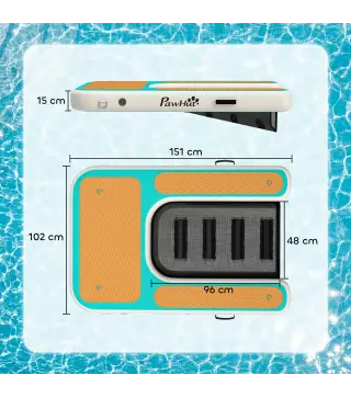 Rampa de Agua Hinchable para Perros para Piscina Barcos Lagos 151x102 cm con Superficie Antideslizante de EVA