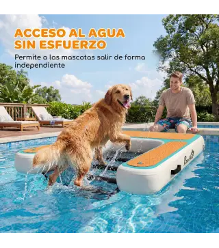 Rampa de Agua Hinchable para Perros para Piscina Barcos Lagos 151x102 cm con Superficie Antideslizante de EVA