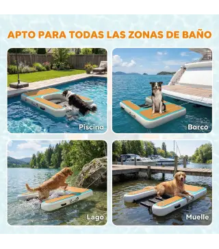 Rampa de Agua Hinchable para Perros para Piscina Barcos Lagos 151x102 cm con Superficie Antideslizante de EVA