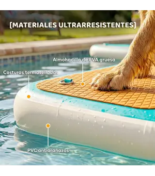 Rampa de Agua Hinchable para Perros para Piscina Barcos Lagos 151x102 cm con Superficie Antideslizante de EVA