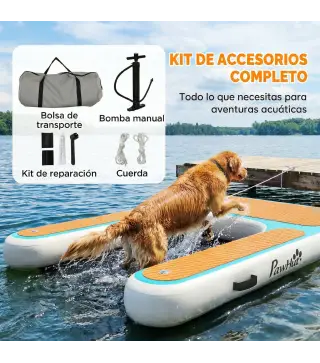 Rampa de Agua Hinchable para Perros para Piscina Barcos Lagos 151x102 cm con Superficie Antideslizante de EVA