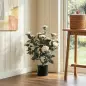 Planta Artificial de Camelia 65cm Árbol Artificial en Maceta con Flores de Seda Realistas 116 Hojas Efecto Musgo Blanco