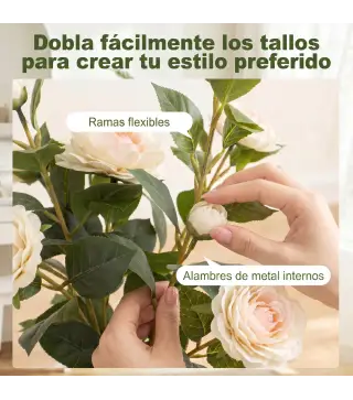 Planta Artificial de Camelia 65cm Árbol Artificial en Maceta con Flores de Seda Realistas 116 Hojas Efecto Musgo Blanco