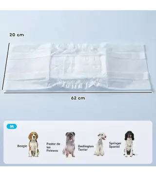 Pañales Desechables para Perros Machos 48 Unidades Súper Absorbentes Antifugas para Cachorros Talla M