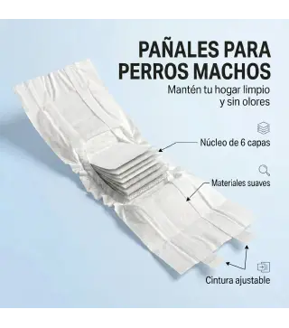Pañales Desechables para Perros Machos 48 Unidades Súper Absorbentes Antifugas para Cachorros Talla M