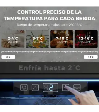 Frigorífico de Bebidas 70 L con Puerta de Vidrio Doble Iluminación LED 2 Estantes Ajustables para 70 Latas
