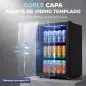 Frigorífico de Bebidas 70 L con Puerta de Vidrio Doble Iluminación LED 2 Estantes Ajustables para 70 Latas Frigorífico de Bebidas 70 L con Puerta de Vidrio Doble Iluminación LED 2 Estantes Ajustables para 70 Latas