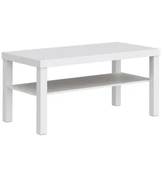 Mesa de Centro Mesa de Café para Salón con Estante Abierto Tablero Grueso para Salón Oficina 90x45x44,5 cm Blanco