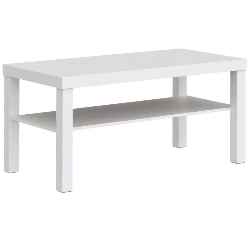 Mesa de Centro Mesa de Café para Salón con Estante Abierto Tablero Grueso para Salón Oficina 90x45x44,5 cm Blanco Mesa de Centro Mesa de Café para Salón con Estante Abierto Tablero Grueso para Salón Oficina 90x45x44,5 cm Blanco