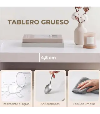 Mesa de Centro Mesa de Café para Salón con Estante Abierto Tablero Grueso para Salón Oficina 90x45x44,5 cm Blanco