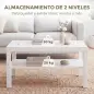 Mesa de Centro Mesa de Café para Salón con Estante Abierto Tablero Grueso para Salón Oficina 90x45x44,5 cm Blanco Mesa de Centro Mesa de Café para Salón con Estante Abierto Tablero Grueso para Salón Oficina 90x45x44,5 cm Blanco