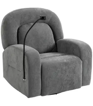 Sillón Relax Reclinable 3 en 1 con Función Mecedora Giratorio 360° Soporte para Teléfono Asiento Amplio Gris