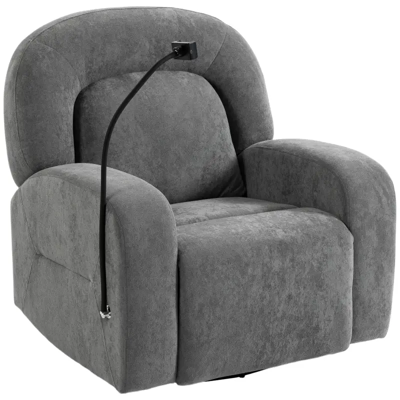 Sillón Relax Reclinable 3 en 1 con Función Mecedora Giratorio 360° Soporte para Teléfono Asiento Amplio Gris Sillón Relax Reclinable 3 en 1 con Función Mecedora Giratorio 360° Soporte para Teléfono Asiento Amplio Gris