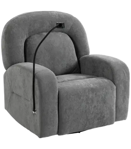 Sillón Relax Reclinable 3 en 1 con Función Mecedora Giratorio 360° Soporte para Teléfono Asiento Amplio Gris