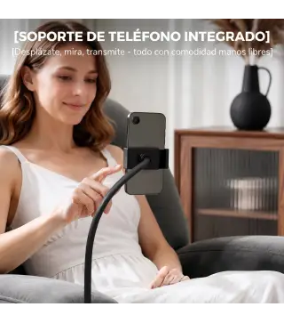 Sillón Relax Reclinable 3 en 1 con Función Mecedora Giratorio 360° Soporte para Teléfono Asiento Amplio Gris