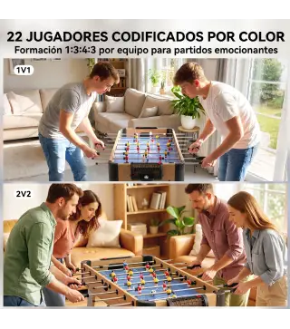 Futbolín de Mesa de 89 cm con 22 Jugadores 2 Pelotas 2 Marcadores Mangos Antideslizantes 89x61,5x70 cm Morado