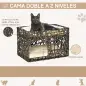 Cesta de Ratán para Gatos de 2 Alturas Cama Cueva de Gatos con 2 Cojines Suaves y Ventana 56x41x45 cm Café Oscuro Cesta de Ratán para Gatos de 2 Alturas Cama Cueva de Gatos con 2 Cojines Suaves y Ventana 56x41x45 cm Café Oscuro