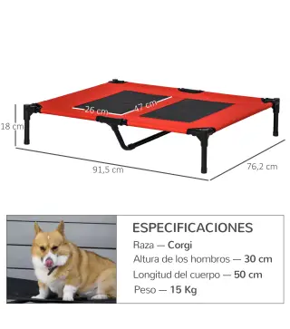 Cama Elevada para Perros Gatos Portátil Cama para Mascotas con Zona de Malla Transpirable y Tela Oxford para Interior Exterior 9