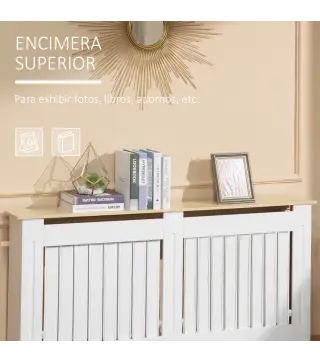 Cubre Radiadores 152x19x83 cm Cubierta para Radiador de MDF Cubreradiador para Salón Dormitorio Pasillo Blanco