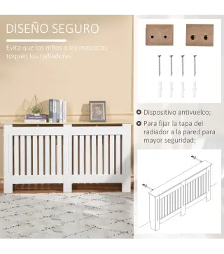 Cubre Radiadores 152x19x83 cm Cubierta para Radiador de MDF Cubreradiador para Salón Dormitorio Pasillo Blanco