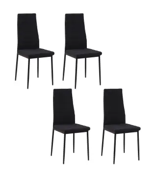Pack de 4 Sillas de Cocina Modernas Tapizadas en Lino y Patas de Metal para Salón Carga 120 kg 41x50x97 cm Negro