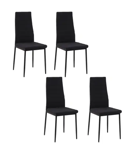 Pack de 4 Sillas de Cocina Modernas Tapizadas en Lino y Patas de Metal para Salón Carga 120 kg 41x50x97 cm Negro