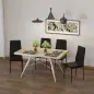 Pack de 4 Sillas de Cocina Modernas Tapizadas en Lino y Patas de Metal para Salón Carga 120 kg 41x50x97 cm Negro