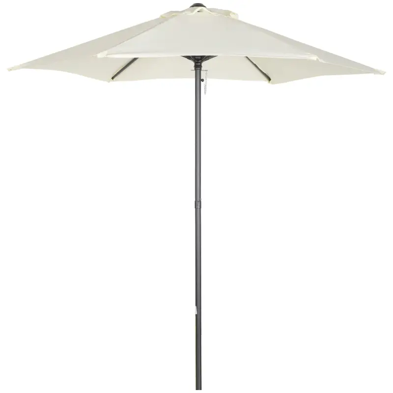 Parasol de Terraza con Mástil de Aluminio Techo de Ventilación y Poste Desmontable Impermeable para Patio Beige Parasol de Terraza con Mástil de Aluminio Techo de Ventilación y Poste Desmontable Impermeable para Patio Beige
