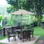 Parasol de Terraza con Mástil de Aluminio Techo de Ventilación y Poste Desmontable Impermeable para Patio Beige Parasol de Terraza con Mástil de Aluminio Techo de Ventilación y Poste Desmontable Impermeable para Patio Beige
