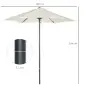 Parasol de Terraza con Mástil de Aluminio Techo de Ventilación y Poste Desmontable Impermeable para Patio Beige Parasol de Terraza con Mástil de Aluminio Techo de Ventilación y Poste Desmontable Impermeable para Patio Beige