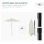 Parasol de Terraza con Mástil de Aluminio Techo de Ventilación y Poste Desmontable Impermeable para Patio Beige Parasol de Terraza con Mástil de Aluminio Techo de Ventilación y Poste Desmontable Impermeable para Patio Beige