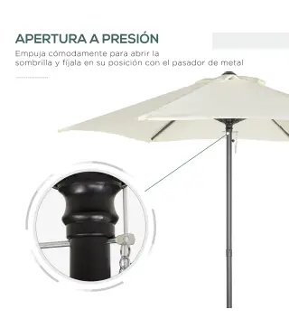 Parasol de Terraza con Mástil de Aluminio Techo de Ventilación y Poste Desmontable Impermeable para Patio Beige
