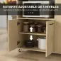 Carrito de Cocina con Ruedas 2 Puertas Estante Ajustable Especieros para Comedor 75x40x80,5 cm Natural Carrito de Cocina con Ruedas 2 Puertas Estante Ajustable Especieros para Comedor 75x40x80,5 cm Natural