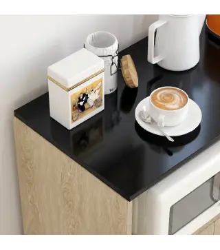 Carrito de Cocina con Ruedas 2 Puertas Estante Ajustable Especieros para Comedor 75x40x80,5 cm Natural