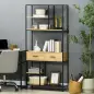 Estantería Estilo Industrial de 5 Niveles Mueble Estantes Almacenaje con 2 Cajones y Marco de Metal 80x30x170,5 cm Roble Estantería Estilo Industrial de 5 Niveles Mueble Estantes Almacenaje con 2 Cajones y Marco de Metal 80x30x170,5 cm Roble