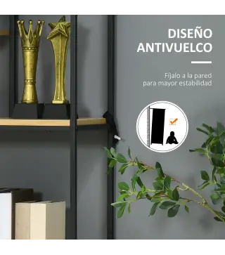 Estantería Estilo Industrial de 5 Niveles Mueble Estantes Almacenaje con 2 Cajones y Marco de Metal 80x30x170,5 cm Roble