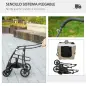 Cochecito para Perros Plegable con Vagón Desmontable 4 Puertas con Cremallera 2 Correas de Seguridad y Cojín Caqui