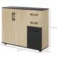 Aparador de Salón Estrecho con 2 Puertas 2 Cajones Estante Ajustable 90x30x75,5 cm Natural y Negro